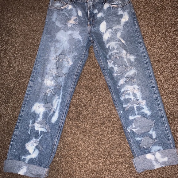 Handmade Distressed Acid Wash Jeans - Picture 1 of 4